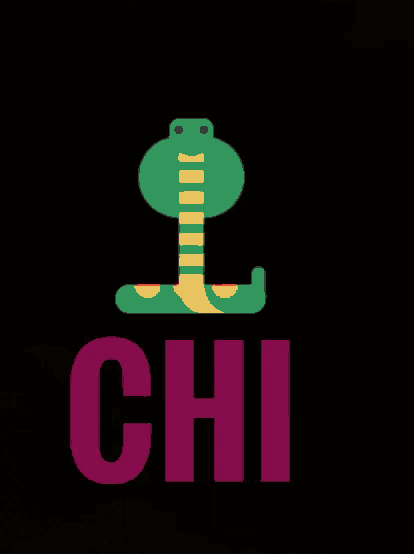 a green and yellow snake with the word chi on the bottom