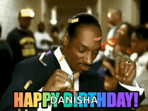 snoop dogg is celebrating his birthday with confetti and the words happy danisha day