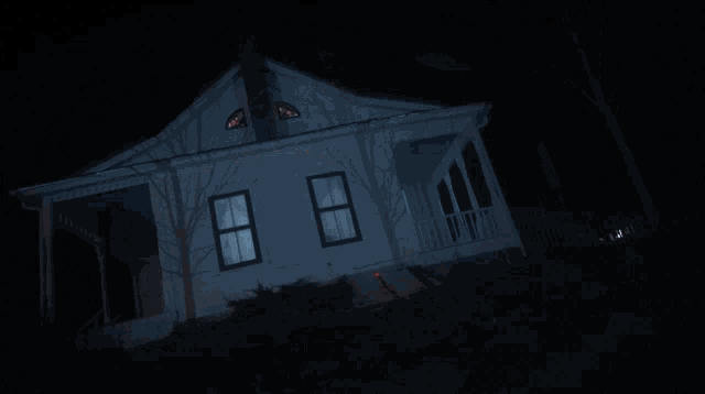 a haunted house with the words destination written on it