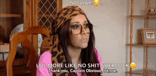 a woman wearing glasses and a leopard print scarf says no way lol more like no shit sherlock .