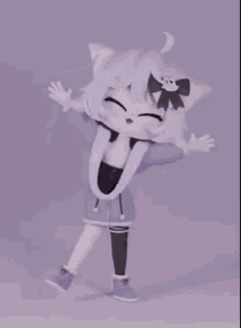 a 3d model of a cat girl with a skull on her head