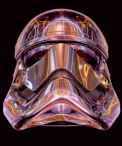 a close up of a storm trooper 's helmet with a black background