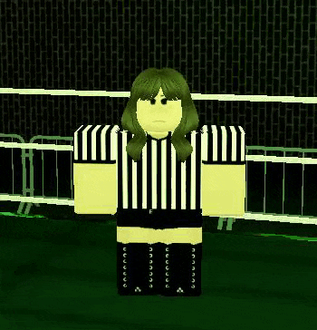 a girl in a striped shirt and black shorts is standing in a boxing ring holding a yellow glove .