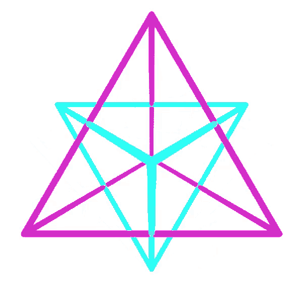 a drawing of a diamond with a blue and pink border