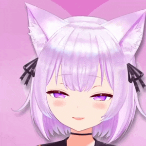 a girl with purple eyes and white hair has cat ears on her head