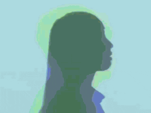 a pixelated silhouette of a woman 's face with long hair