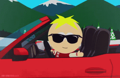 Butters In A Cabriolet - Butters GIF - Butters Cabriolet Car GIFs