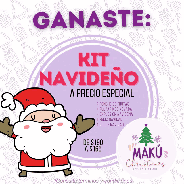 a poster with a cartoon of santa and the words " ganaste "