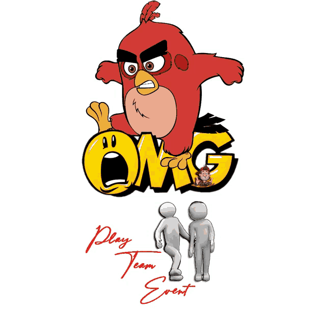 a cartoon of an angry bird with the word omg behind it
