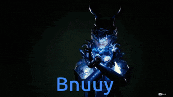 a drawing of a person holding a lightning bolt with the word bnuuy below it