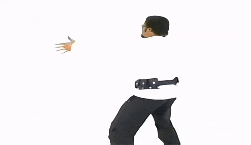 a cartoon of a man with a white shirt and black pants is dancing