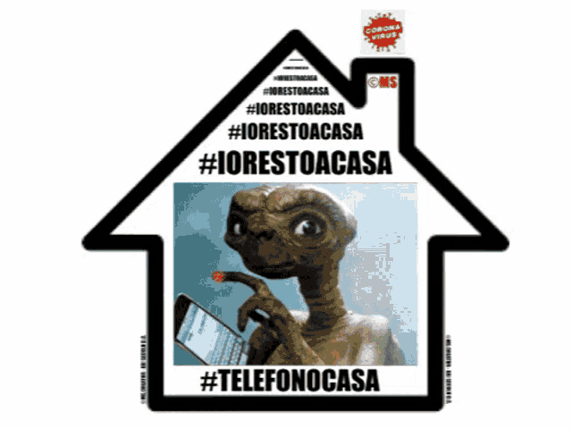 a picture of et holding a cell phone with the words #telefonocasa