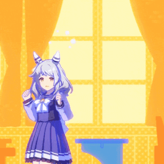 a pixel art of a girl in a blue dress standing in front of a window