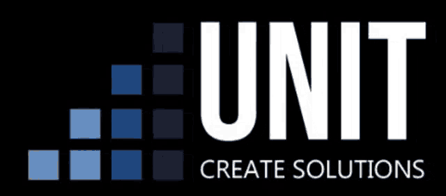 a logo for unit create solutions is shown on a black background