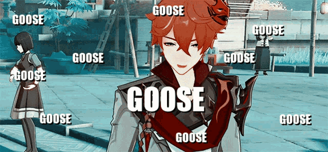 a cartoon character with the word goose written on his chest