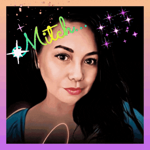a portrait of a woman with the name mitch on her head