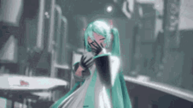 hatsune miku is a very pretty anime girl with long hair and a white dress .