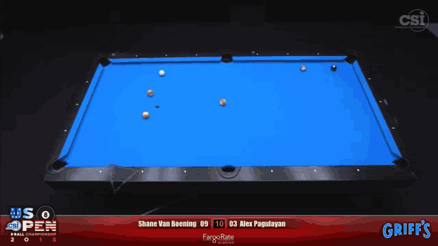 a pool table with the word griffs at the bottom