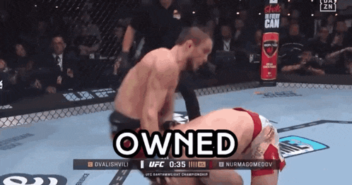 a ufc fight is being shown on a screen with the words owned at the bottom