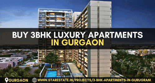 a large building with the words buy 3bhk luxury apartments in gurgaon below it