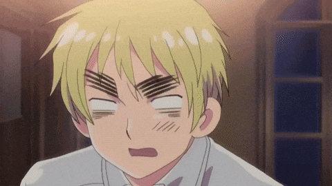 a close up of a cartoon character making a funny face with his eyes closed