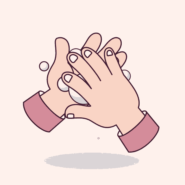 a cartoon drawing of a person washing their hands with soap