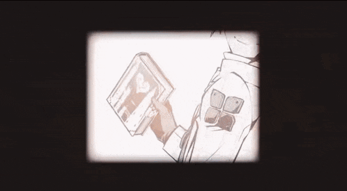 a cartoon of a person holding a book with the letter g on it