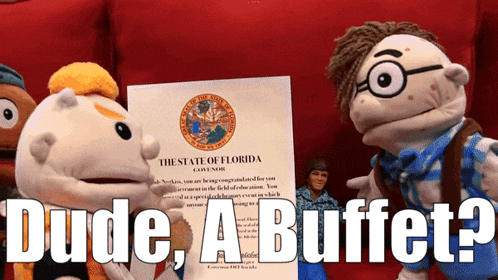 dude a buffet is written on a piece of paper