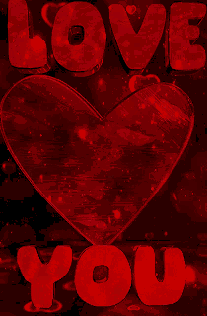 a red background with the words love you and a heart in the middle