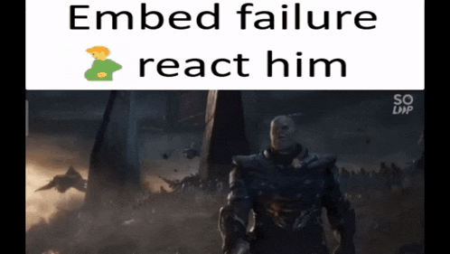 embed failure react him is written on a white background