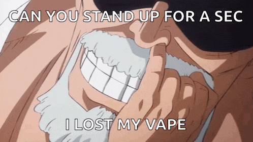 a man with a beard is smiling and says " can you stand up for a sec "