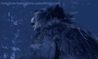 a close up of a werewolf with its mouth open and the website sangpoursaure.canalblog.com visible in the corner