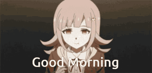 a picture of a girl with the words good morning on the bottom