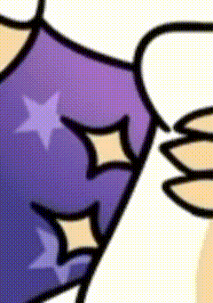 a cartoon of a person wearing a purple shirt with stars on it .