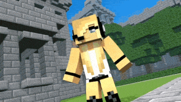 a female minecraft character wearing headphones and a white shirt