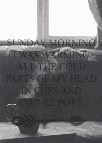 a sunday morning i was warming all the cold parts of my head in cups and coffee pots ..
