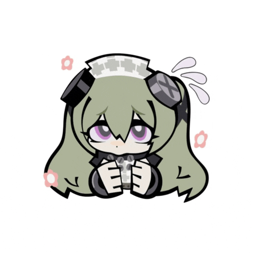 a cartoon drawing of a girl with purple eyes and a nurse 's outfit