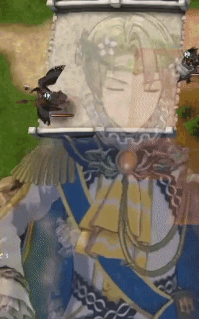 a painting of a woman with a crown on her head is being displayed in a video game