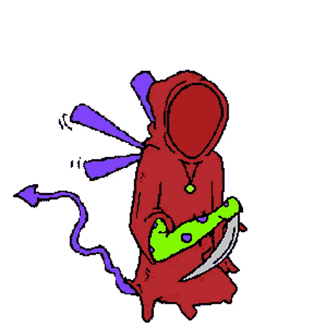 a cartoon drawing of a devil with a sword