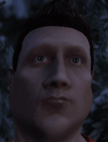 a close up of a man 's face with the name dneska permicka written on it
