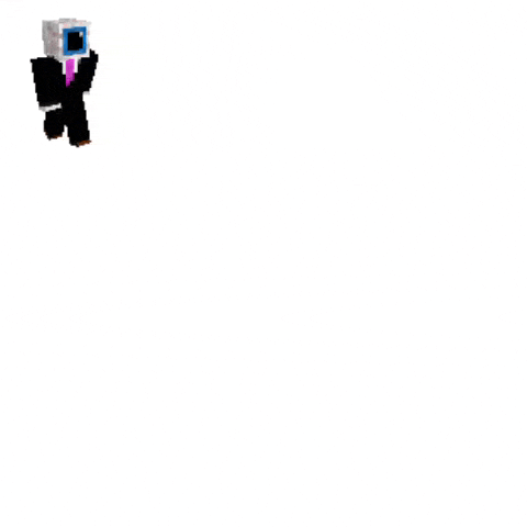 a pixel art of a person wearing a suit and tie with a camera on their head .