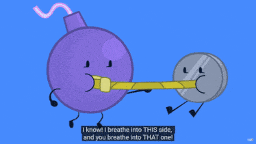 a cartoon of a bomb and a coin with a caption that says " aaaaaah "