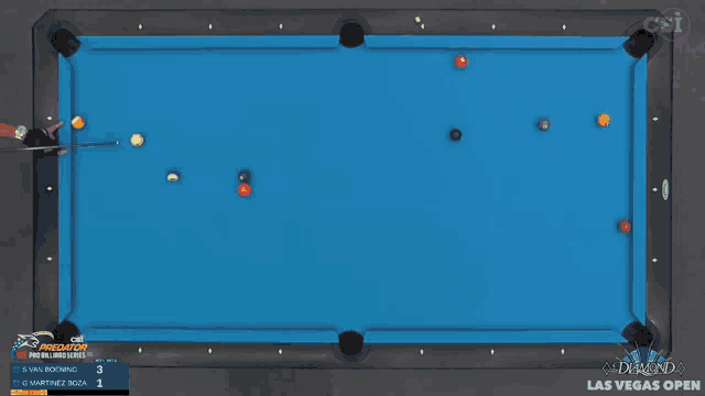 a pool table with the diamond las vegas open written on the bottom
