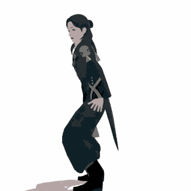 a 3d rendering of a woman in a kimono dancing .
