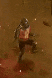 a close up of a person standing in a puddle of blood .