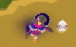 a cartoon character is flying in the air next to a ghost in a game .