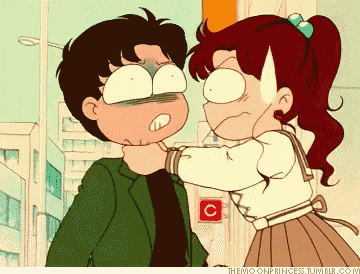 a cartoon of a girl holding a man 's neck with a red c on the bottom right