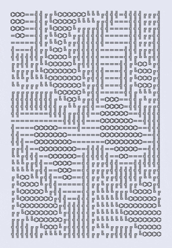 a white background with a lot of blue and black squares and letters