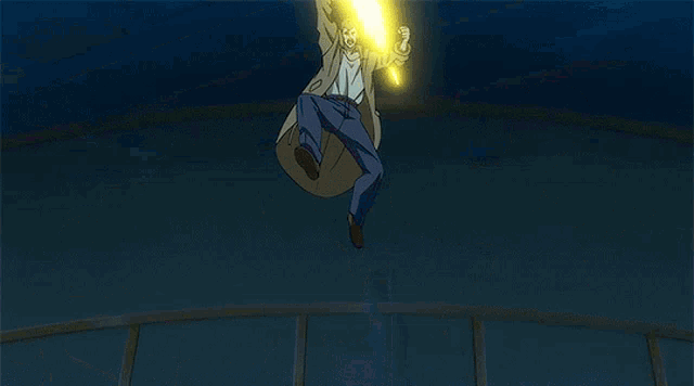 a cartoon of a man with his arms outstretched and his mouth open