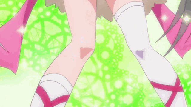 a girl in a pink and white dress with a pink bow